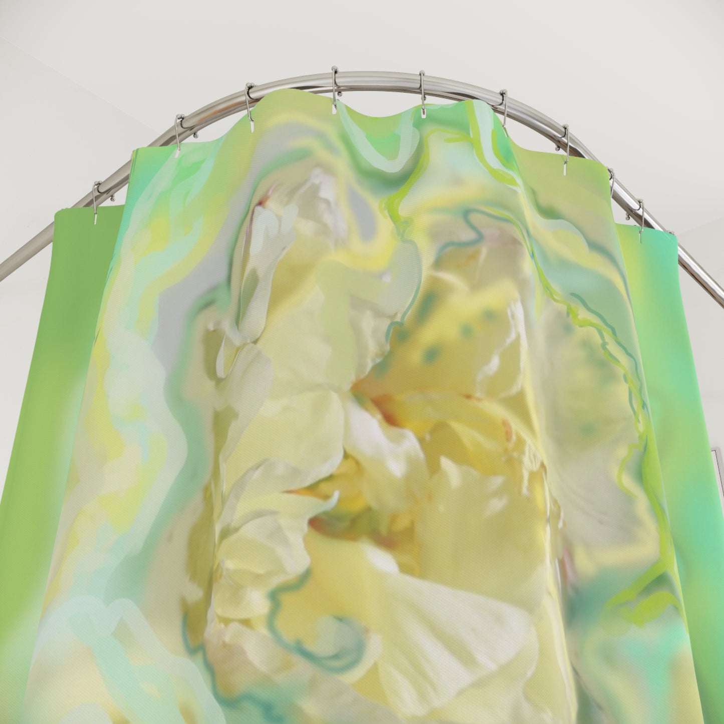 Abstract Floral Shower Curtain - Vibrant Green Design for Relaxing Bathrooms