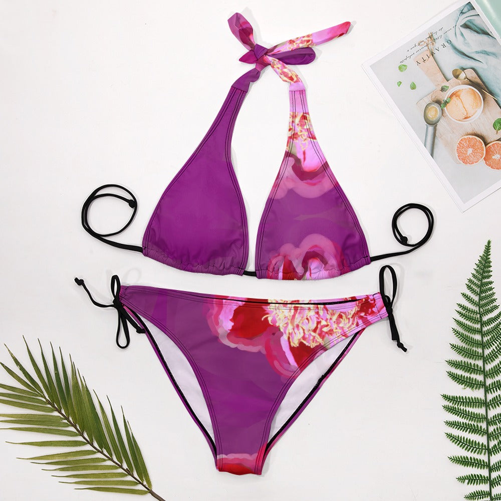 Sexy Bikini-Badeanzug mit V-Ausschnitt für Damen