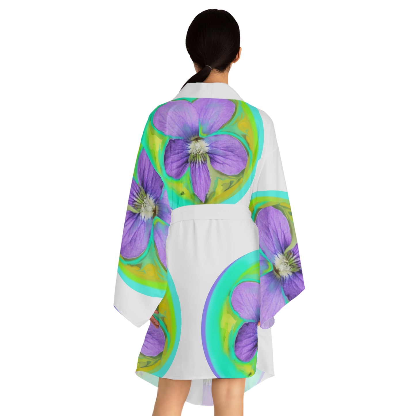 Vibrant Floral Long Sleeve Kimono Robe - Perfect for Relaxation and Special Occasions