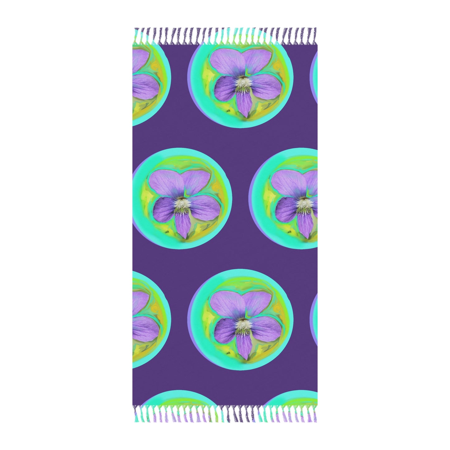 Boho Floral Beach Towel - Vibrant Violet Design for Relaxation & Travel