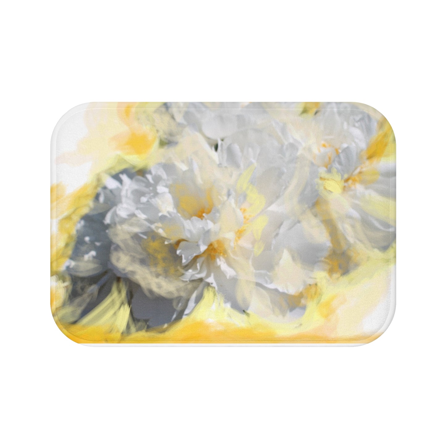 Badematte mit Blumenmuster in Gelb – Weicher, saugfähiger Duschvorleger für eine helle Badezimmeroase