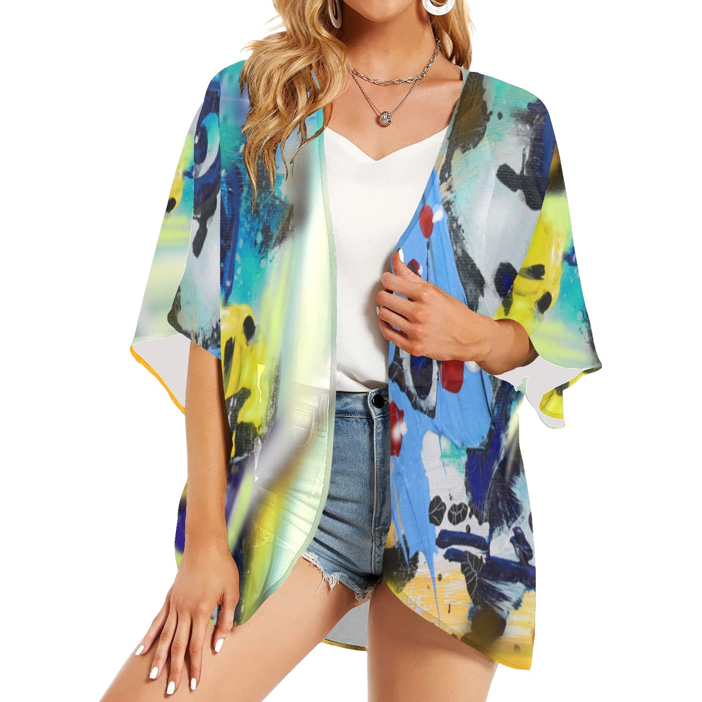 Chiffon-Überwurf im Kimono-Stil für Damen