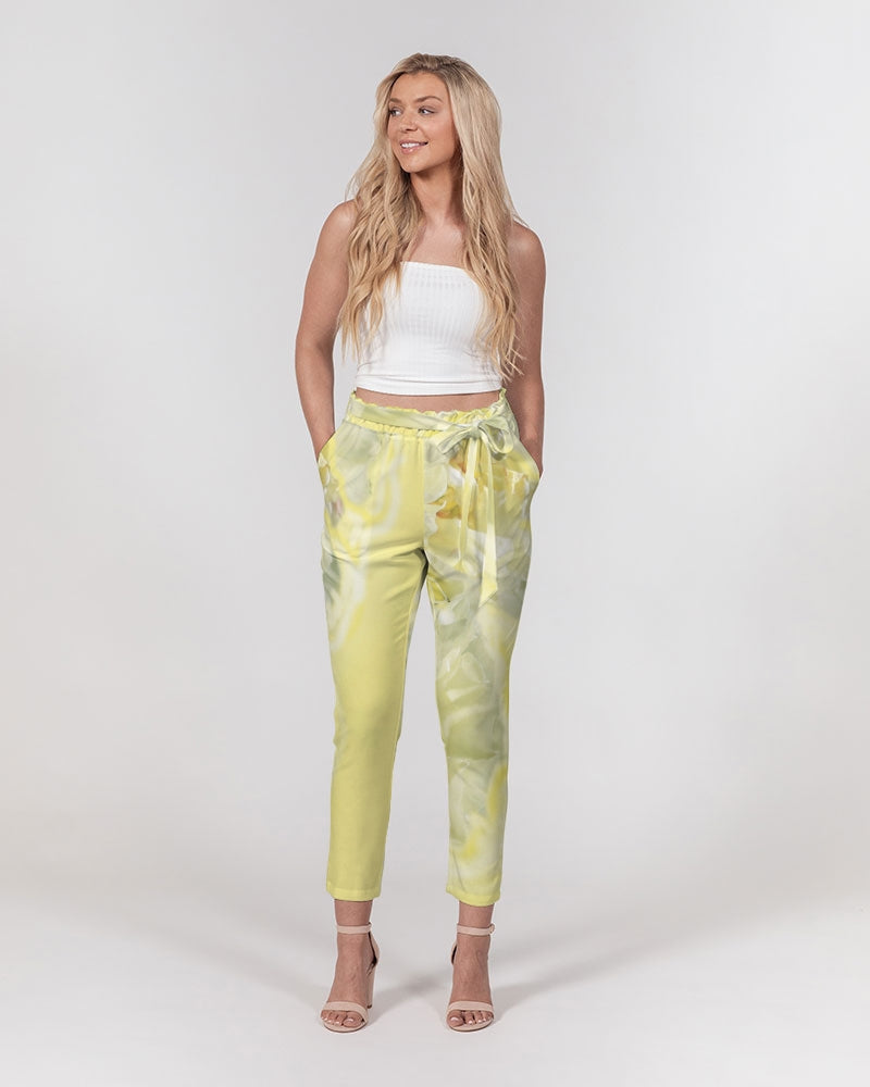Yellow Peony Women's Belted Tapered Pants