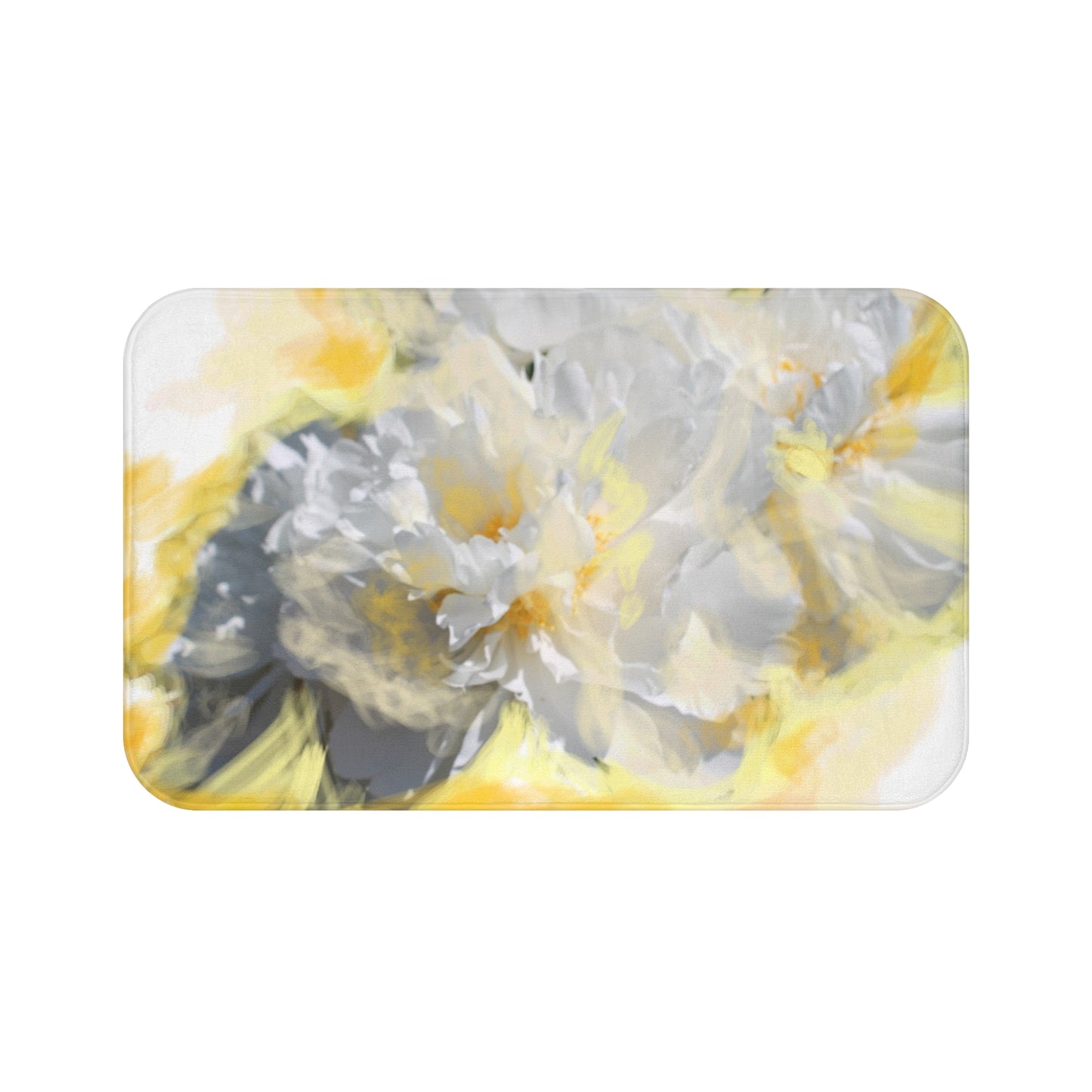 Badematte mit Blumenmuster in Gelb – Weicher, saugfähiger Duschvorleger für eine helle Badezimmeroase