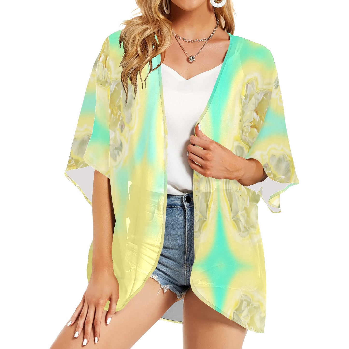 Chiffon-Überwurf im Kimono-Stil für Damen