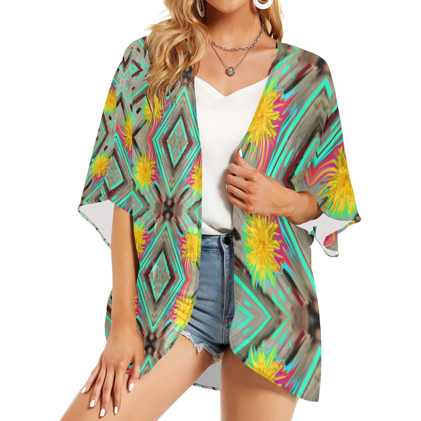 Chiffon-Überwurf im Kimono-Stil für Damen
