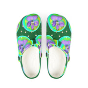 Green Floral EVA Foam Rubber Clogs - Comfortable and Stylish Slip-Ons — Original Artwork | ArtistDione