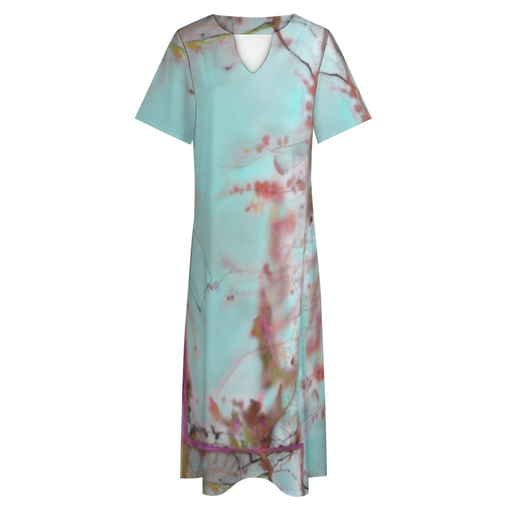 Short sleeve, artistic dress with pockets