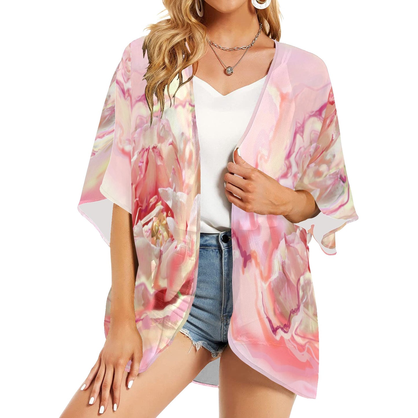 Chiffon-Überwurf im Kimono-Stil für Damen