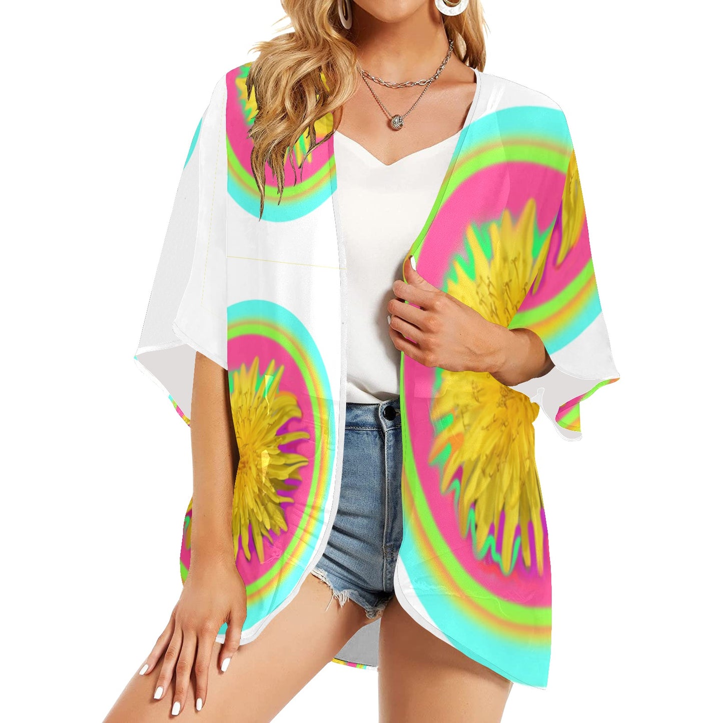Chiffon-Überwurf im Kimono-Stil für Damen