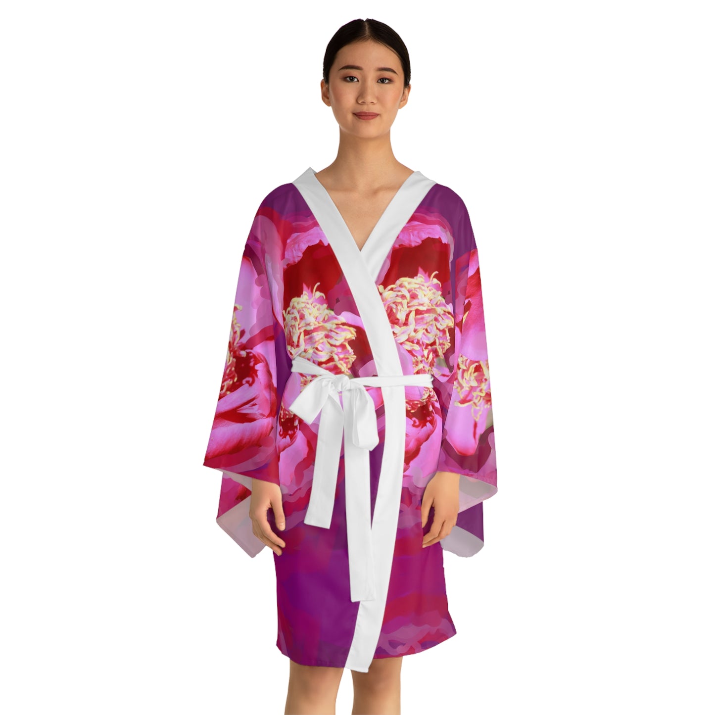 Floral Long Sleeve Kimono Robe - Elegant Comfort for Relaxation & Special Occasions