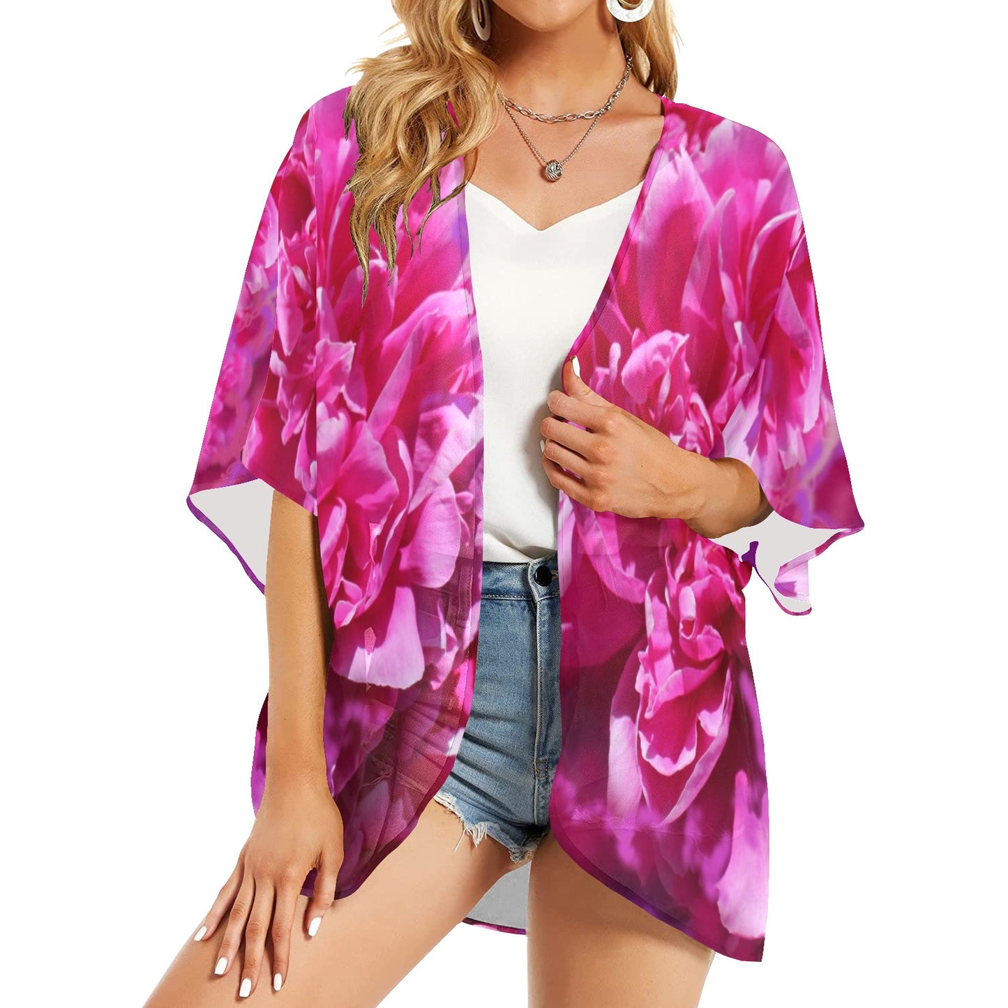 Chiffon-Überwurf im Kimono-Stil für Damen