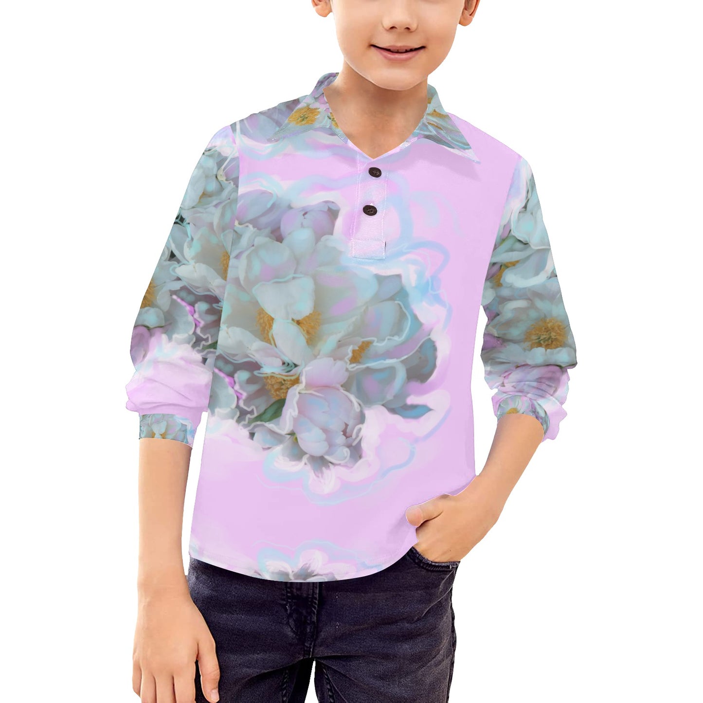 Langärmliges Poloshirt für große Jungen