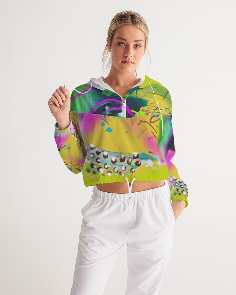 Abstrakte gelbe Damen Windjacke