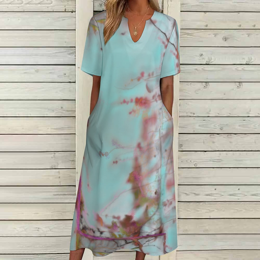Short sleeve, artistic dress with pockets