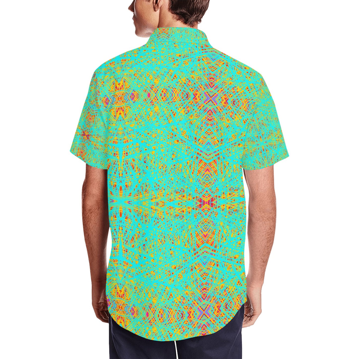 Men's Short Sleeve Shirt With Lapel Collar