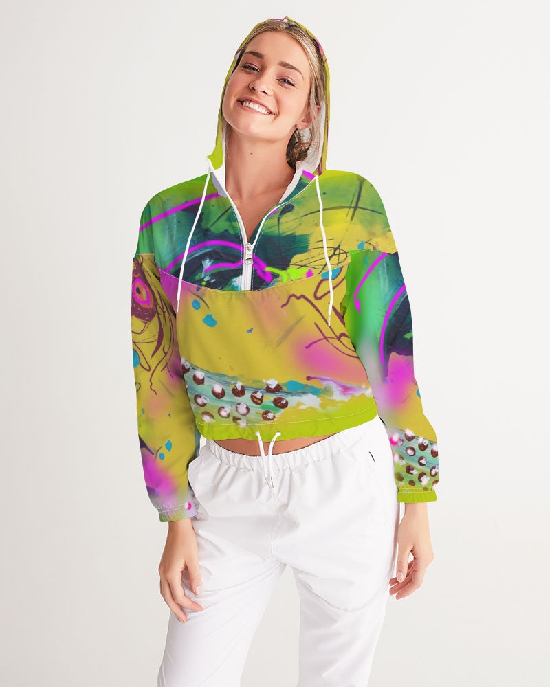 Abstrakte gelbe Damen Windjacke