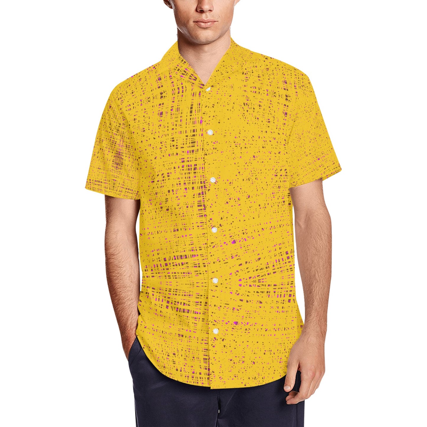 Men's Short Sleeve Shirt With Lapel Collar