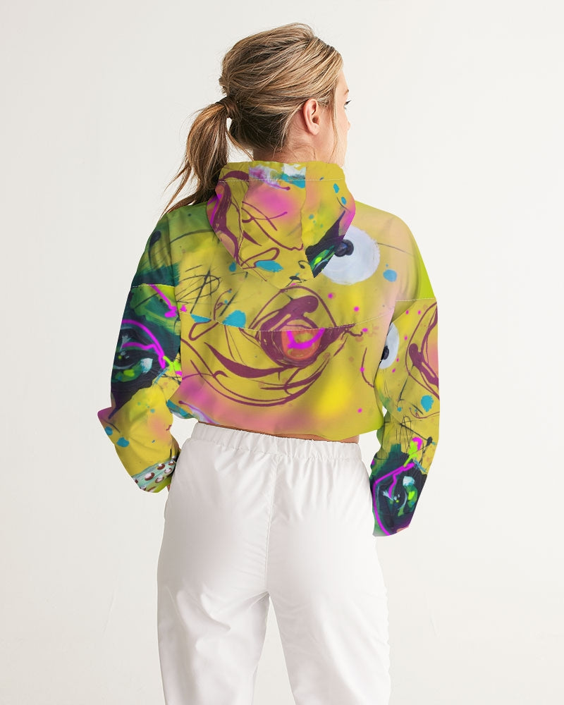 Abstrakte gelbe Damen Windjacke