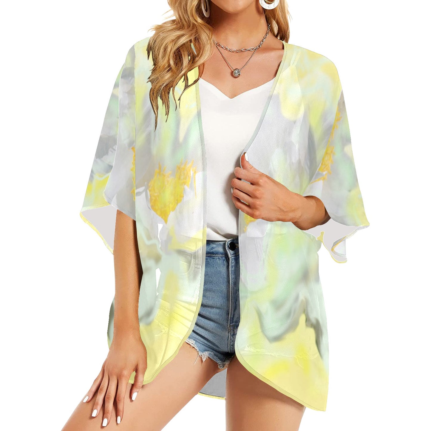 Chiffon-Überwurf im Kimono-Stil für Damen
