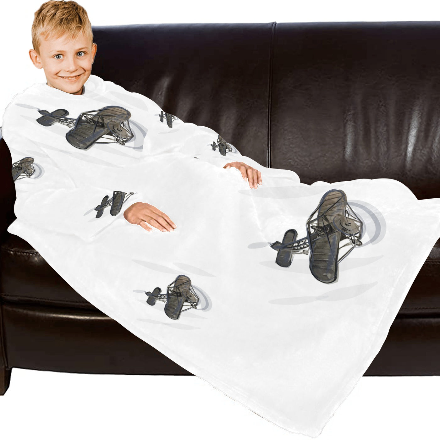 Blanket Robe with Sleeves for Kids