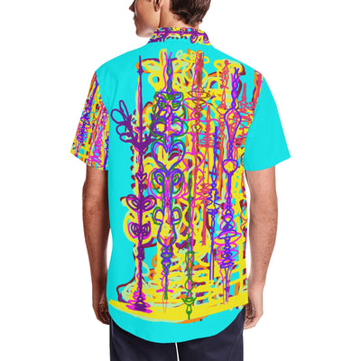 Men's Short Sleeve Shirt With Lapel Collar