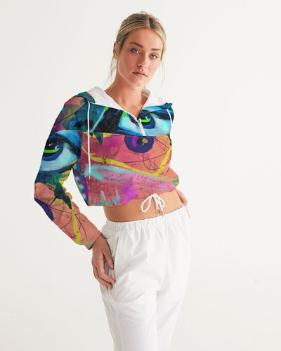 Eye Abstraction Women's Cropped Windbreaker