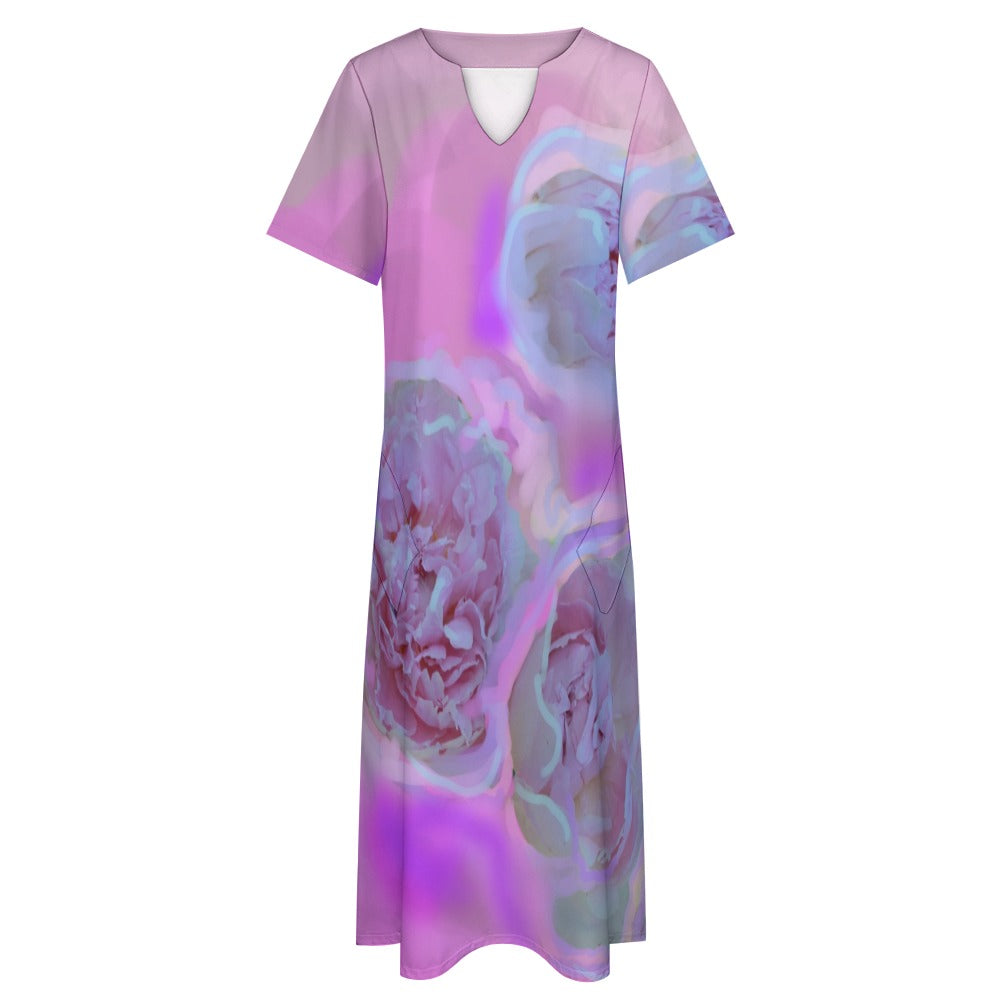 Short sleeved loose fitting dress with pockets