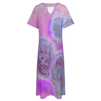 Short sleeved loose fitting dress with pockets