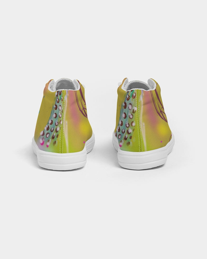 Abstract Yellow Kids Hightop Canvas Shoe