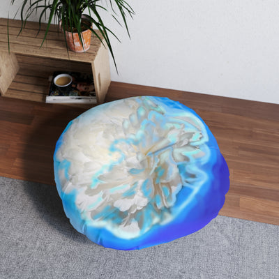 Serene Floral Round Tufted Floor Pillow - Ideal for Relaxation and Decor