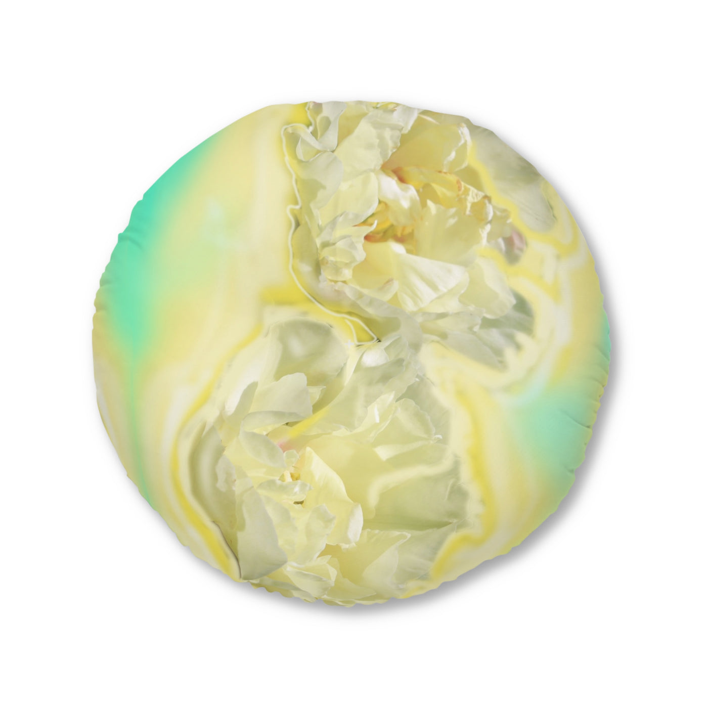 Cozy Round Tufted Floor Pillow - Floral Swirl Design for Comfort and Style