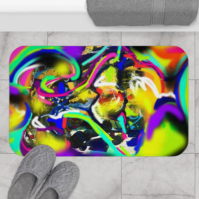 Vibrant Abstract Bath Mat – Colorful Shower Rug for Modern Bathrooms