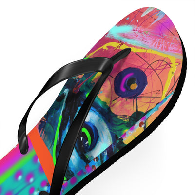 Vibrant Artistic Flip Flops - Colorful Summer Footwear