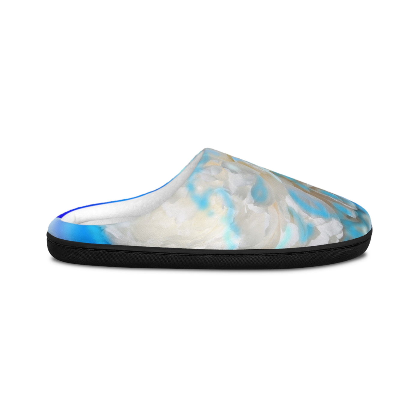 Men's Floral Indoor Slippers - Cozy Lounge Footwear with Serene Blue Design