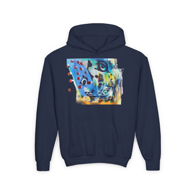 Colorful Abstract Youth Hoodie - Artistic Design for Creative Minds