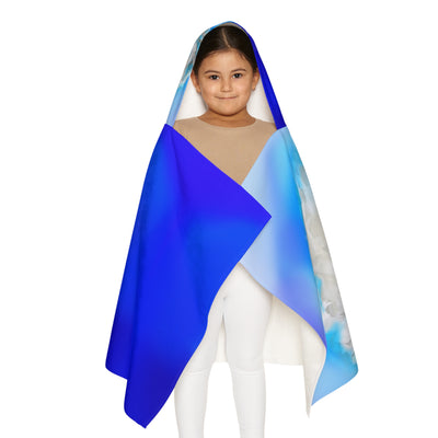 Whimsical Youth Hooded Towel with Ocean Blue Floral Design