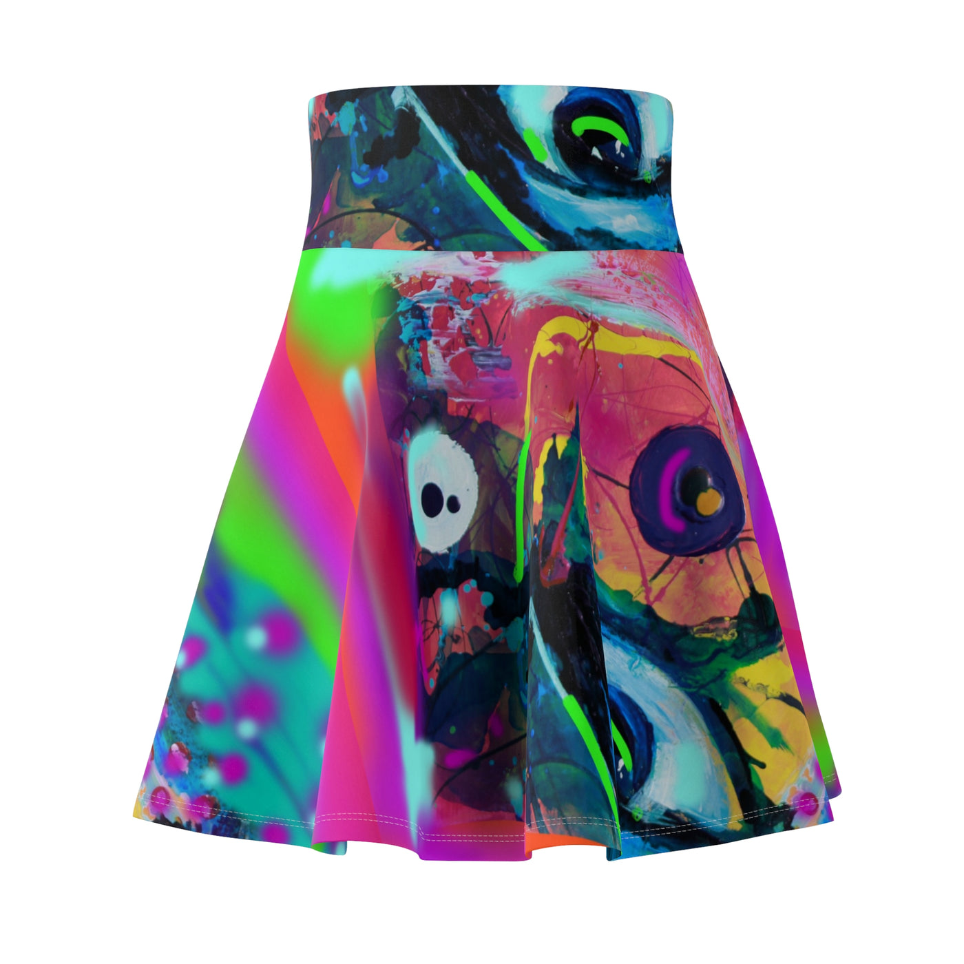 Colorful Abstract Women's Skater Skirt - Vibrant Art Design