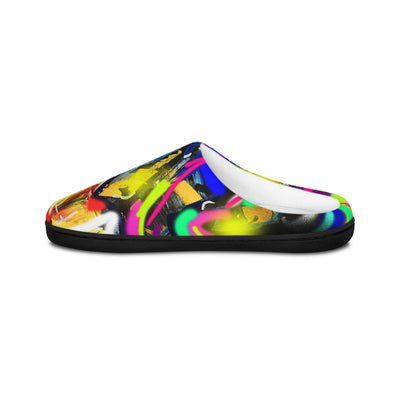 Vibrant Artistic Indoor Slippers for Men - Colorful Comfort Footwear