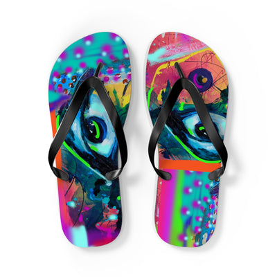 Vibrant Artistic Flip Flops - Colorful Summer Footwear