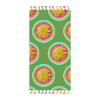 Boho Beach Towel with Vibrant Floral Design – Perfect for Summer and Outdoor Fun — Original Artwork | ArtistDione