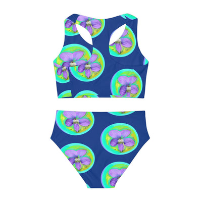 Vibrant Floral Girls Two Piece Swimsuit for Summer Fun