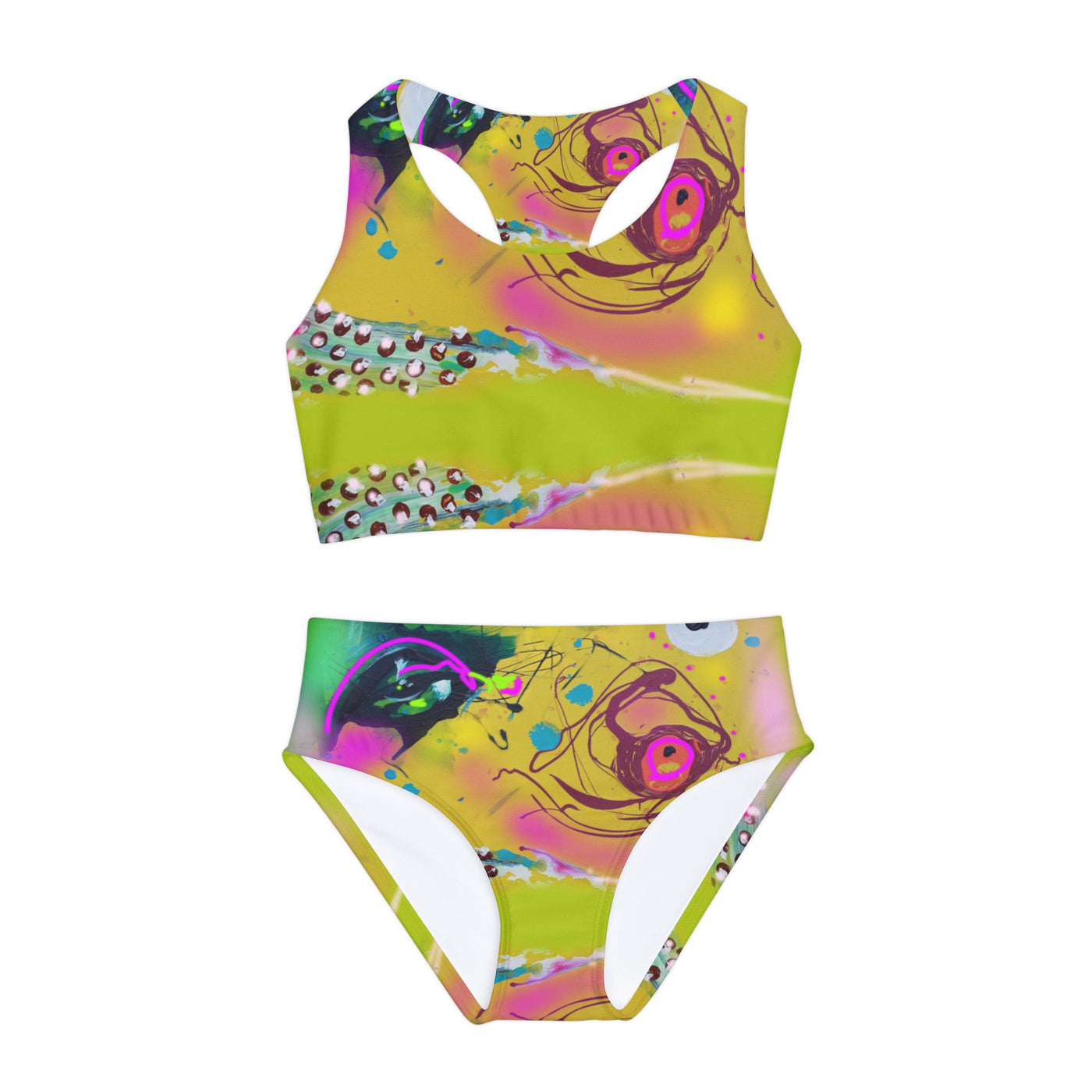 Vibrant Girls Two Piece Swimsuit - Colorful Summer Swimwear for Beach Fun