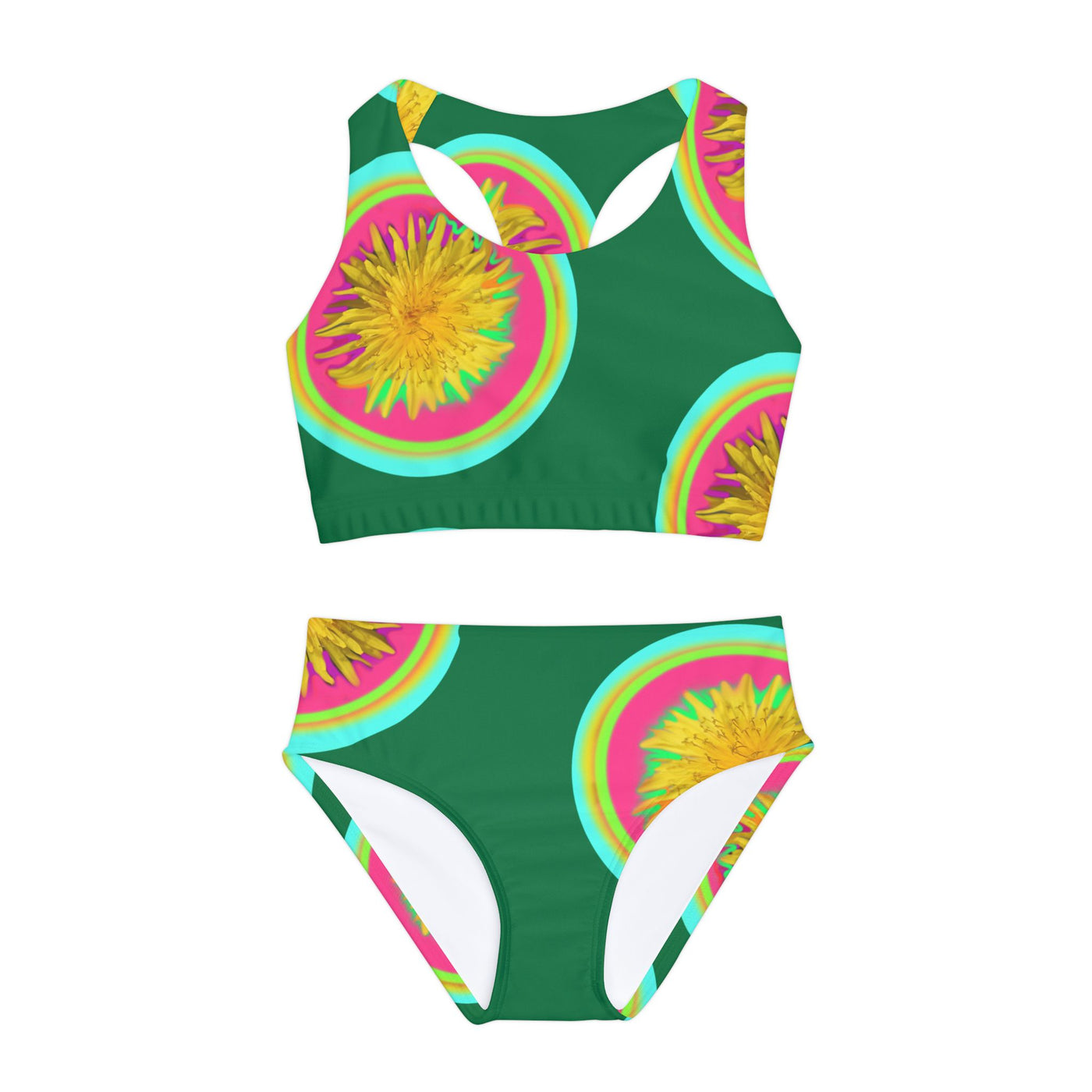 Tropical Floral Girls Two Piece Swimsuit - Fun and Bright Swimwear for Summer Days