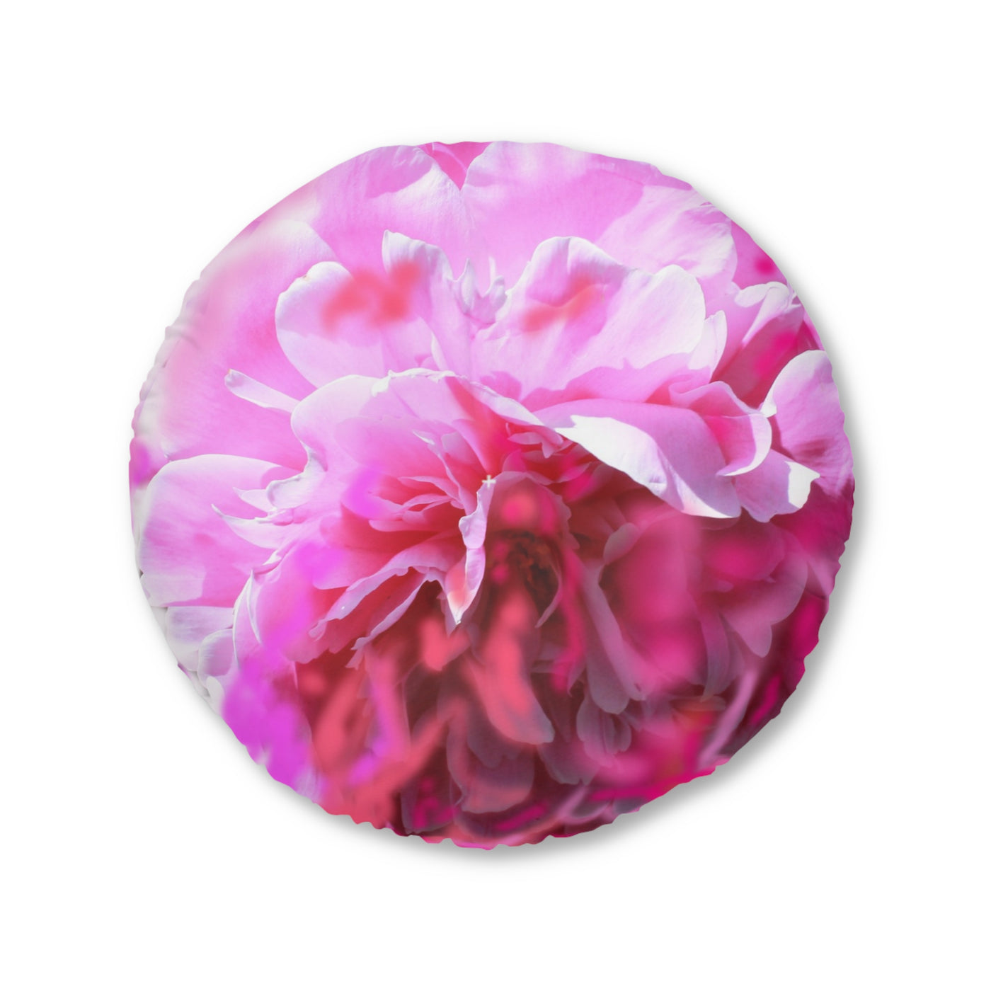 Blossom Pink Round Tufted Floor Pillow - Floral Home Decor