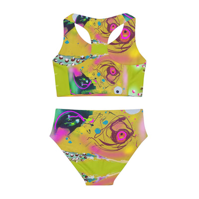 Vibrant Girls Two Piece Swimsuit - Colorful Summer Swimwear for Beach Fun