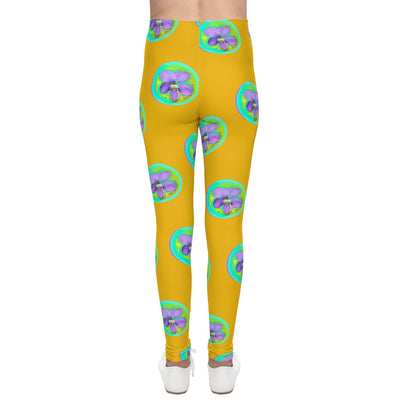 Vibrant Floral Youth Leggings - Fun and Colorful Activewear for Kids