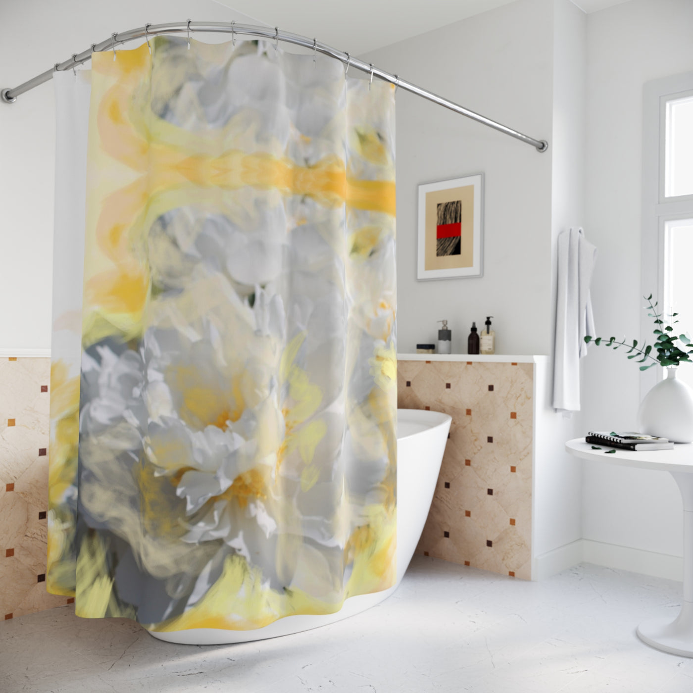 Floral Elegance Shower Curtain - Brighten Your Bathroom with Artistic Design