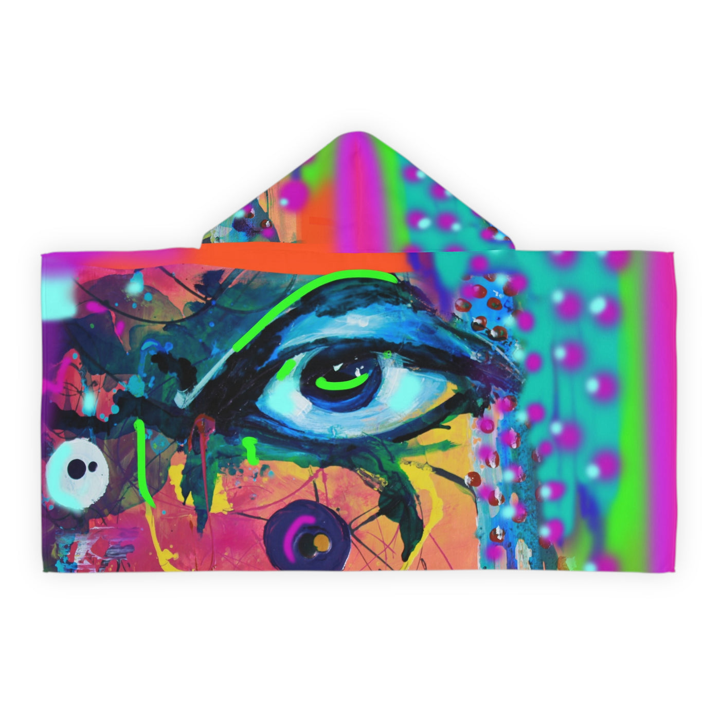 Colorful Youth Hooded Towel with Artistic Eye Design