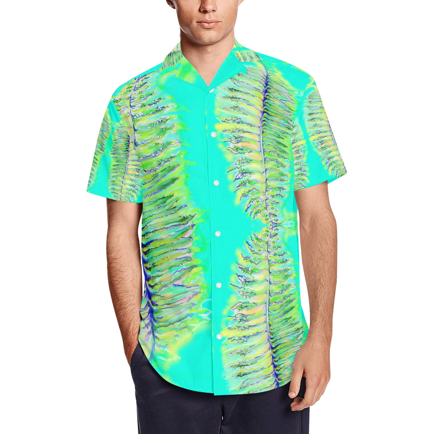 Men's Short Sleeve Shirt With Lapel Collar